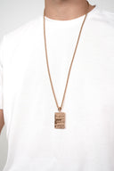 Rose Gold Petek Plaque – Engraved Pendant &amp; Rose Gold Steel Chain