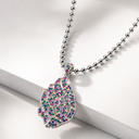 Collier Aech en argent 925 serti de zirconium teinte multicolore Eliorness judaica moderne et haut