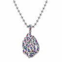 Collier Aech en argent 925 serti de zirconium teinte multicolore Eliorness piece judaica moderne raffinee