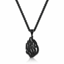 Collier Aech Cheli en acier inoxydable serti de zirconium teinte noir Eliorness signature judaica moderne