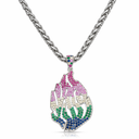 Collier Aech rainbow en argent 925 serti de zirconium teinte multicolore Eliorness signature judaica moderne