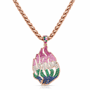 Collier Aech rainbow en or rose teinte multicolore Eliorness collection judaica premium contemporaine