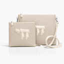 סט טלית ותפילין – פשתן בז' ועור חי