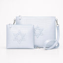 Set Tallit Téfilines cuir bleu clair croco Magen David Eliorness