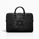 Porte-Tallit & Tefilines cuir alligator noir Maguen David - format document