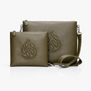 Set Tallit & Téfilines en cuir kaki gaufré – Aech Sheli