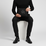 Tallit &; Tefillin Set – Black Linen &amp; Maguen David Leather