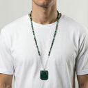Petek Shem Tov Green Necklace – Green Beads &amp; Exotic Leather Amulet