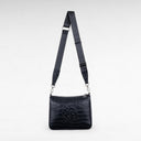 Black crocodile leather shoulder bag