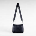 Black crocodile leather shoulder bag