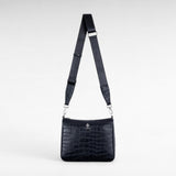 Sacoche croco cuir noir