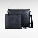 סט טלית ותפילין מעור שחור בהטבעת קרוקו