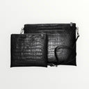 Set Tallit & Téfilines en cuir noir croco– Aech Sheli