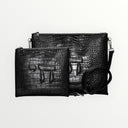 Set Tallit & Téfilines en cuir noir croco – Hai