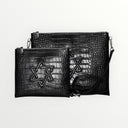 Set Tallit & Téfilines en cuir noir croco – Maguen david