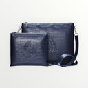 Set Tallit & Téfilines en cuir Bleu marine croco – Aesh sheli