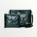 Set Tallit & Téfilines en cuir Vert émeraude croco– hai