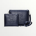 Set Tallit & Téfilines en cuir Bleu marine croco – Maguen david