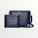 Set Tallit & Téfilines en cuir bleu marine gaufré – Maguen david