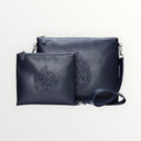 Set Tallit & Téfilines en cuir Bleu marine gaufré – Aesh Sheli