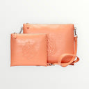 Set Tallit & Téfilines en cuir Orange corail croco– Aesh Sheli