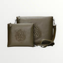 Set Tallit & Téfilines en cuir kaki gaufré – Aesh Sheli