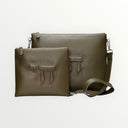 Set Tallit & Téfilines en cuir kaki gaufré – hai