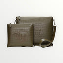 Set Tallit & Téfilines en cuir kaki croco– hai