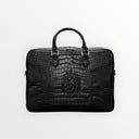 Porte-documents noir, cuir alligator mat- Aesh sheli