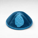 Kippa Velours Bleu Turquoise – Édition Cuir Aech Sheli | Eliorness