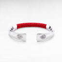 Bracelet Manchette Petek Argent – Finition croco rouge