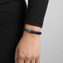 Bracelet Manchette Petek Acier – Croco Bleu Marine | Eliorness