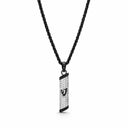 Collier pendentif Mézouza Eliorness noir mat avec lettre Shin gravée et diamant blanc (zircon) étincelant