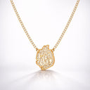 Collier Tennis Aech Sheli en argent plaqué or jaune serti de zirconiums, design luxueux et spirituel, Collection Eliorness