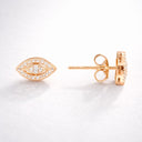 Boucles d'Oreilles Eyes en  Or rose, Petite Paire d'Oreilles Symbole Œil sertie de Zirconium.