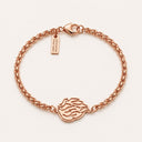 Bracelet chaîne en acier inoxydable or rose Eliorness avec le symbole central Aech Sheli de Rabbi Nahman et plaque gravée Eliorness Artist Maker – Bijou juif contemporain.