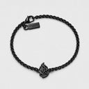 Bracelet chaîne fin en acier inoxydable noir mat Eliorness avec symbole affiné Aech Sheli de Rabbi Nahman et plaque gravée Eliorness Artist – Bijou juif minimaliste All Black.