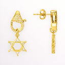 Boucles d’oreilles Maguen David Étoilée – Argent 925 plaqué or & zirconiums