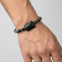 Bracelet Avenue Black – Acier inoxydable & perles agates noires