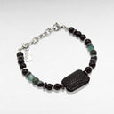 Bracelet Avenue Black – Acier inoxydable & perles agates noires