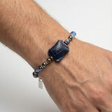 Bracelet Bronx Blue – Perles bleu & amulette Petek