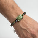 Bracelet Central Green – Agates vertes & amulette Petek