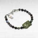 Bracelet Central Green – Agates vertes & amulette Petek