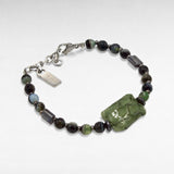 Bracelet Central Green – Agates vertes & amulette Petek