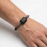 Bracelet Chicago Black – Perles agate noires & amulette Petek