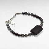 Bracelet Chicago Black – Perles agate noires & amulette Petek
