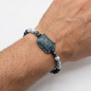 Bracelet Chicago Blue – Agates bleues & peau exotique