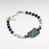 Bracelet Chicago Blue – Agates bleues & peau exotique