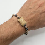 Bracelet Empire Beige – Acier inoxydable & agates beiges