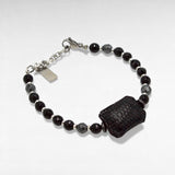 Bracelet Queen Black – Acier inoxydable & agates noires
